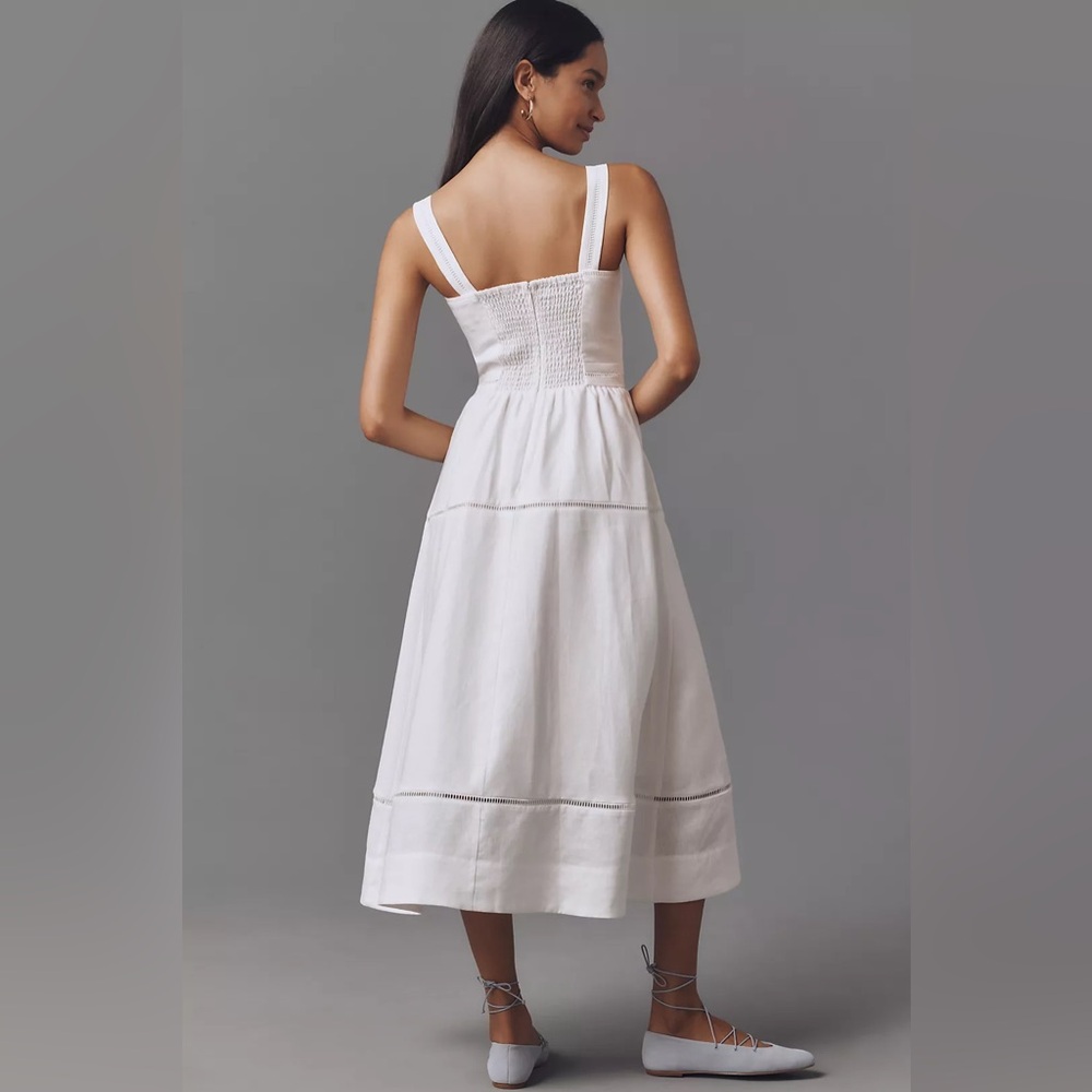 Reformation Everett Linen Dress in White - Picture 3 of 10